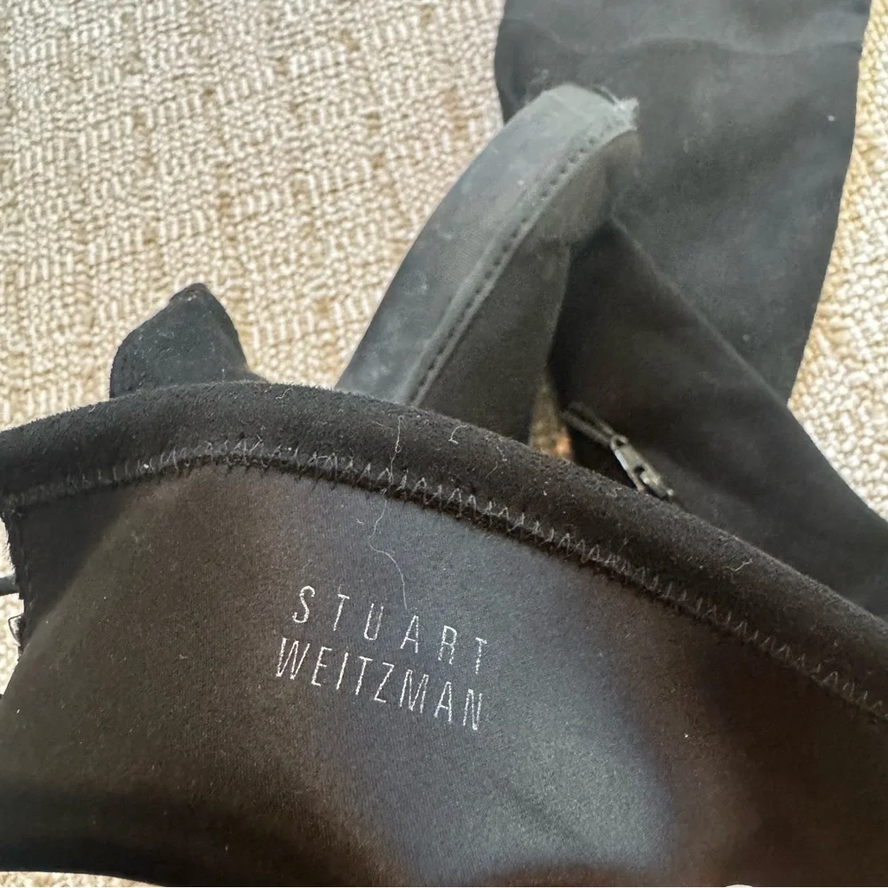Stuart Weitzman Black Suede Over The Knee Platform 'Playtime' Boots | size 6.5 - Picture 9 of 10